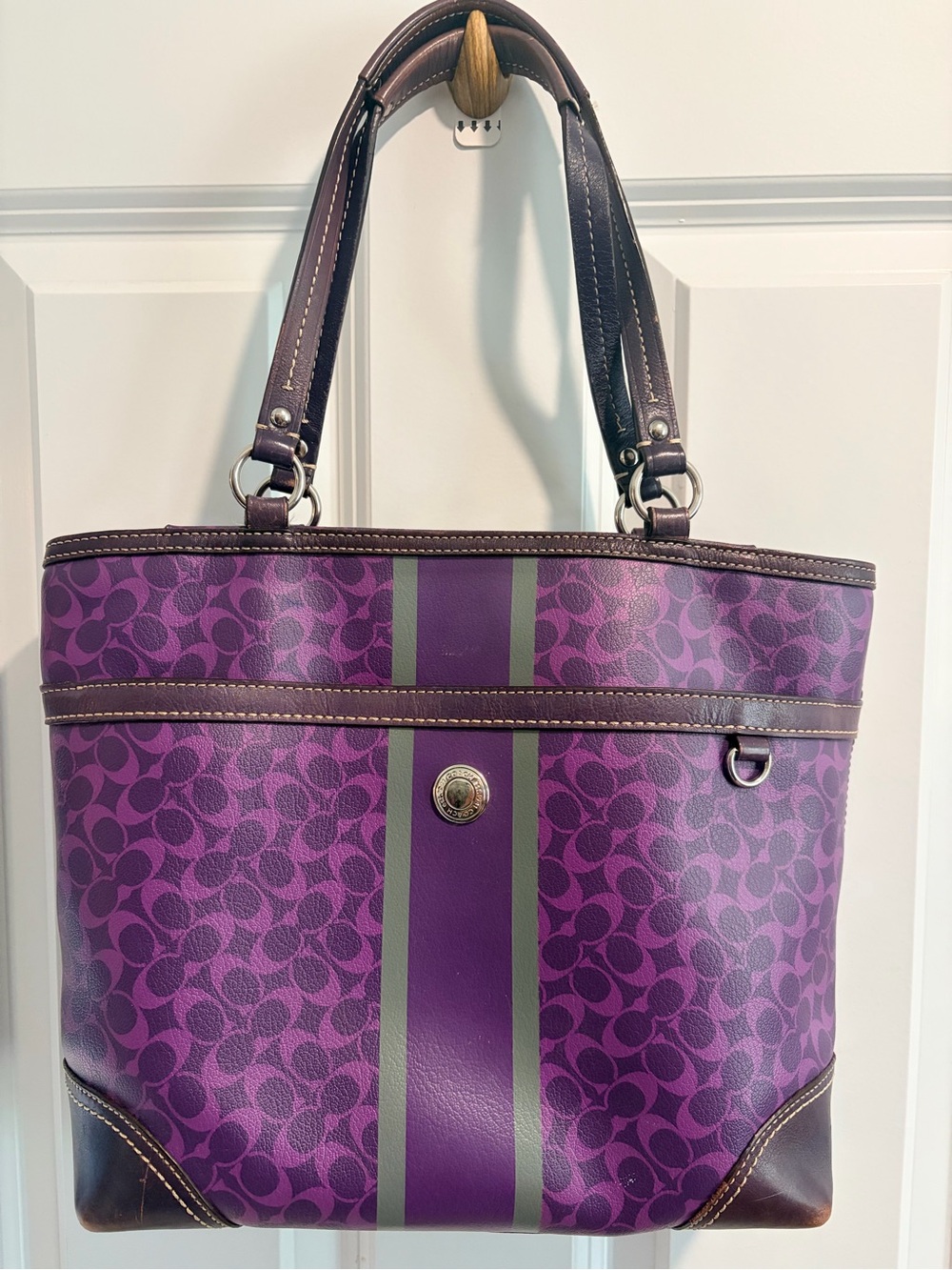COACH Purple Signature Pattern Tote Bag